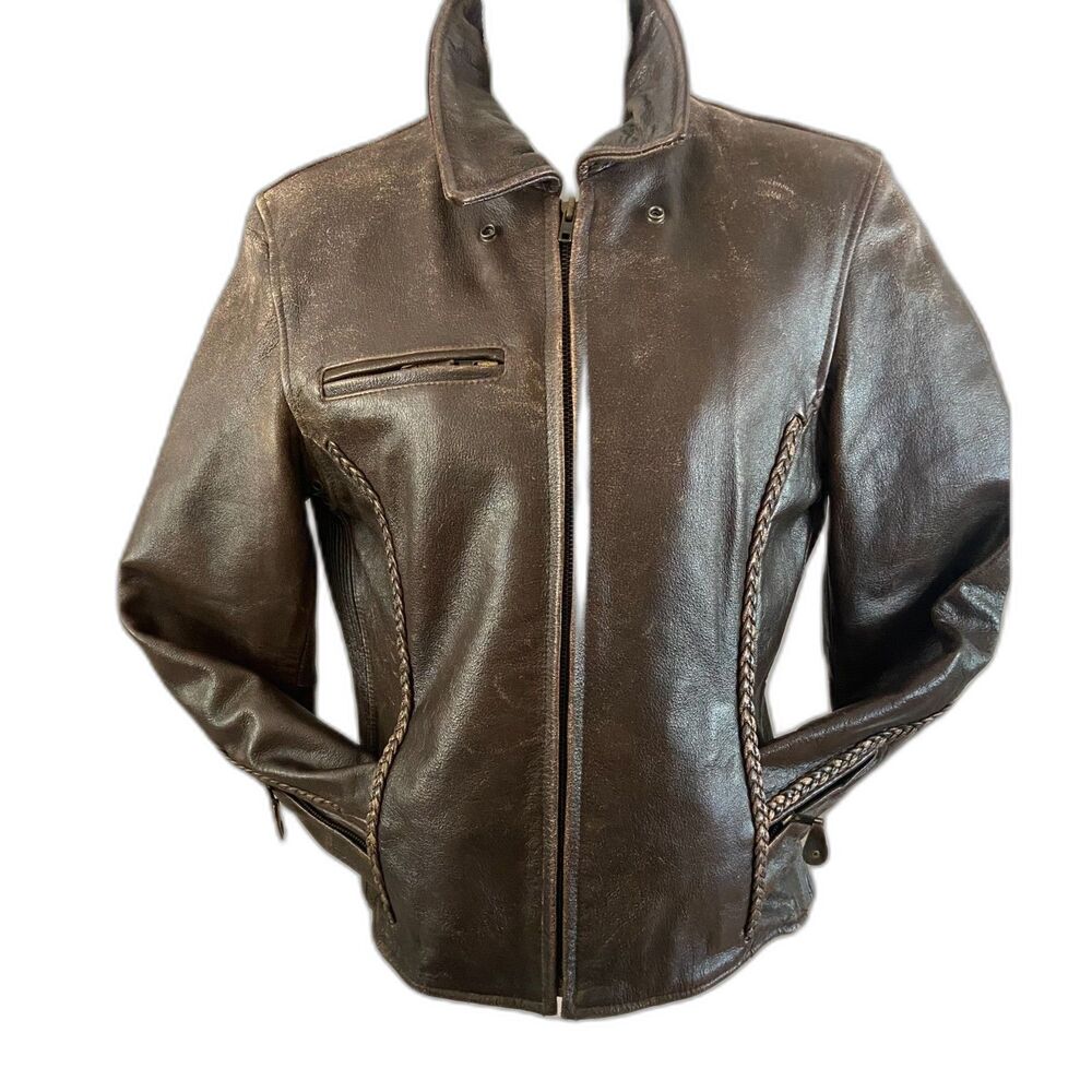 Milwaukee Leather by Shaf VTG Women's Brown Distressed Biker Jacket L